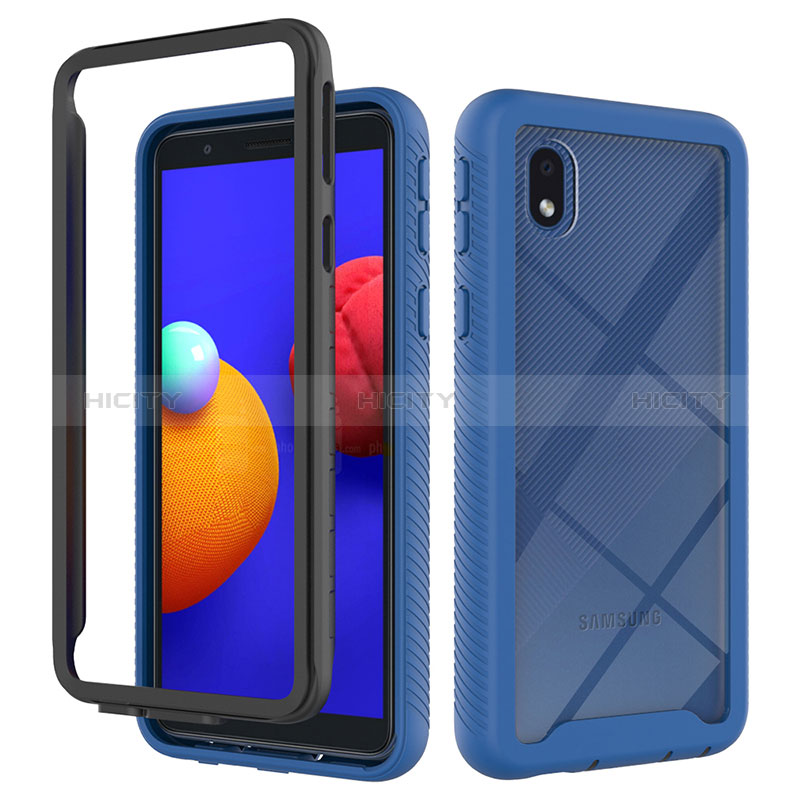 Carcasa Bumper Funda Silicona Transparente 360 Grados ZJ1 para Samsung Galaxy A01 Core Azul