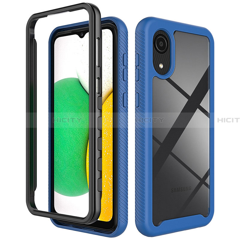 Carcasa Bumper Funda Silicona Transparente 360 Grados ZJ1 para Samsung Galaxy A03 Core Azul