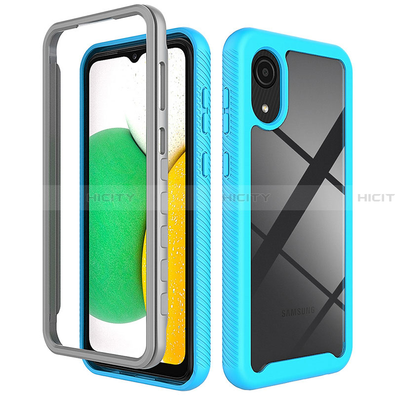 Carcasa Bumper Funda Silicona Transparente 360 Grados ZJ1 para Samsung Galaxy A03 Core Azul Cielo