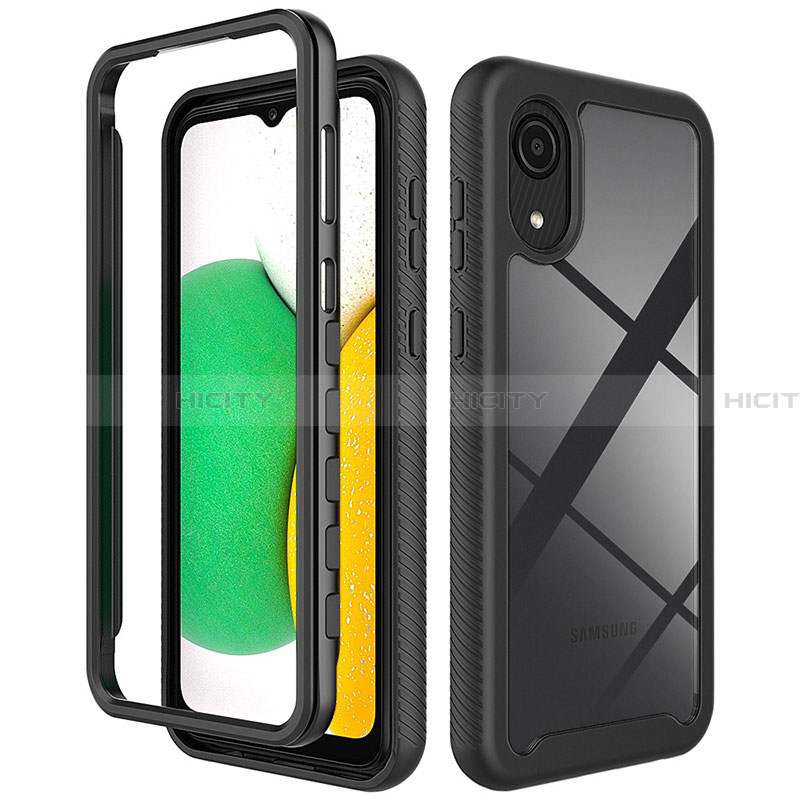 Carcasa Bumper Funda Silicona Transparente 360 Grados ZJ1 para Samsung Galaxy A03 Core Negro