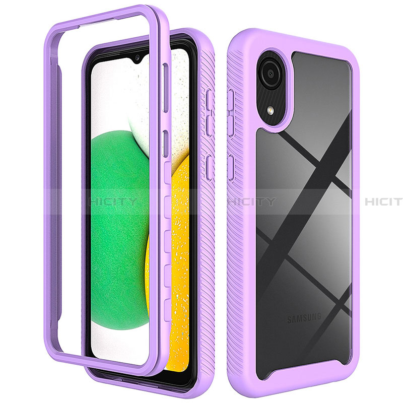 Carcasa Bumper Funda Silicona Transparente 360 Grados ZJ1 para Samsung Galaxy A03 Core Purpura Claro