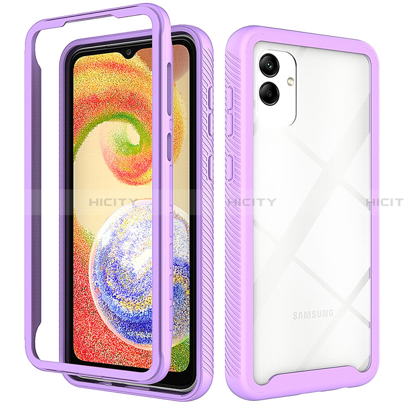 Carcasa Bumper Funda Silicona Transparente 360 Grados ZJ1 para Samsung Galaxy A04 4G Morado