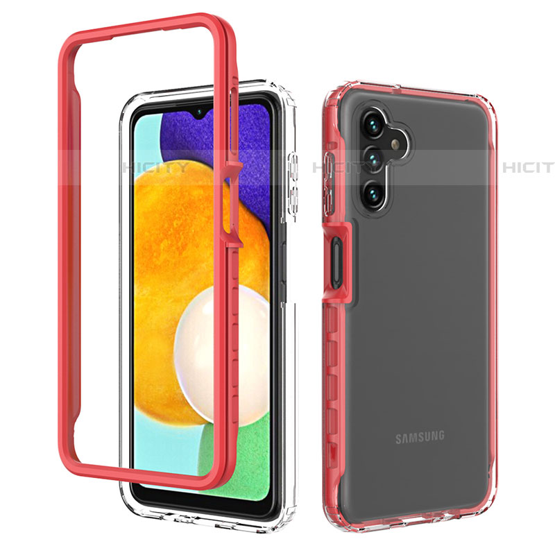 Carcasa Bumper Funda Silicona Transparente 360 Grados ZJ1 para Samsung Galaxy A04s Rojo