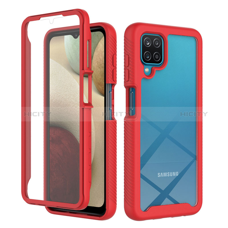 Carcasa Bumper Funda Silicona Transparente 360 Grados ZJ1 para Samsung Galaxy A12 5G Rojo