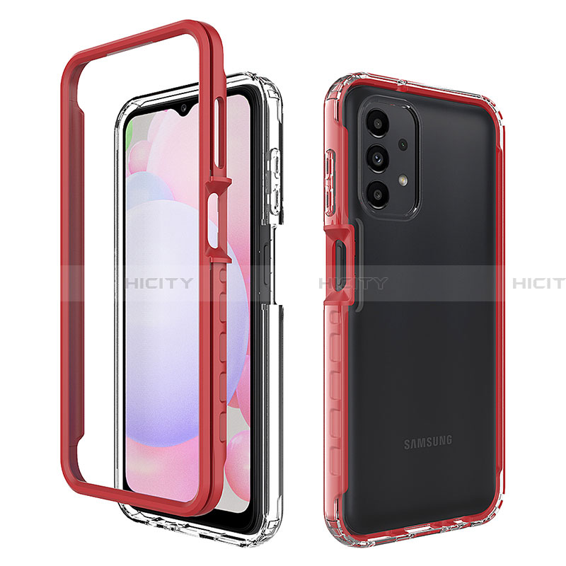 Carcasa Bumper Funda Silicona Transparente 360 Grados ZJ1 para Samsung Galaxy A13 4G Rojo