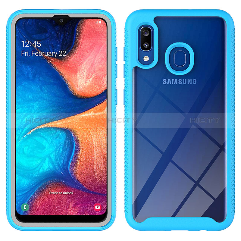 Carcasa Bumper Funda Silicona Transparente 360 Grados ZJ1 para Samsung Galaxy A20 Azul Cielo