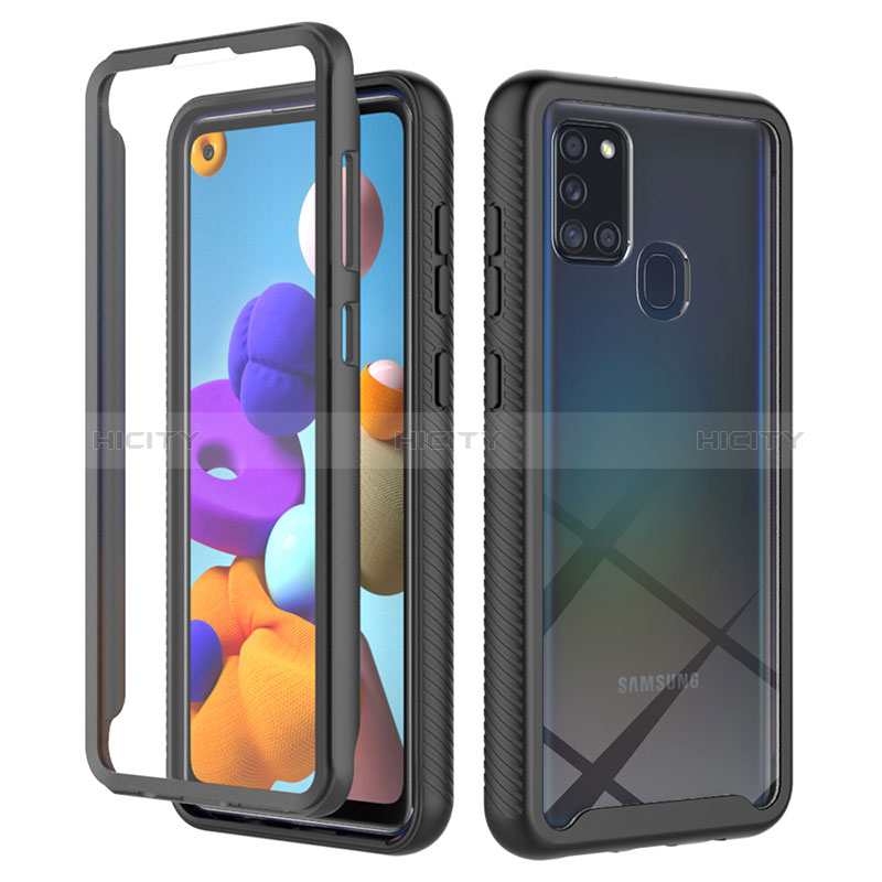 Carcasa Bumper Funda Silicona Transparente 360 Grados ZJ1 para Samsung Galaxy A21s Negro