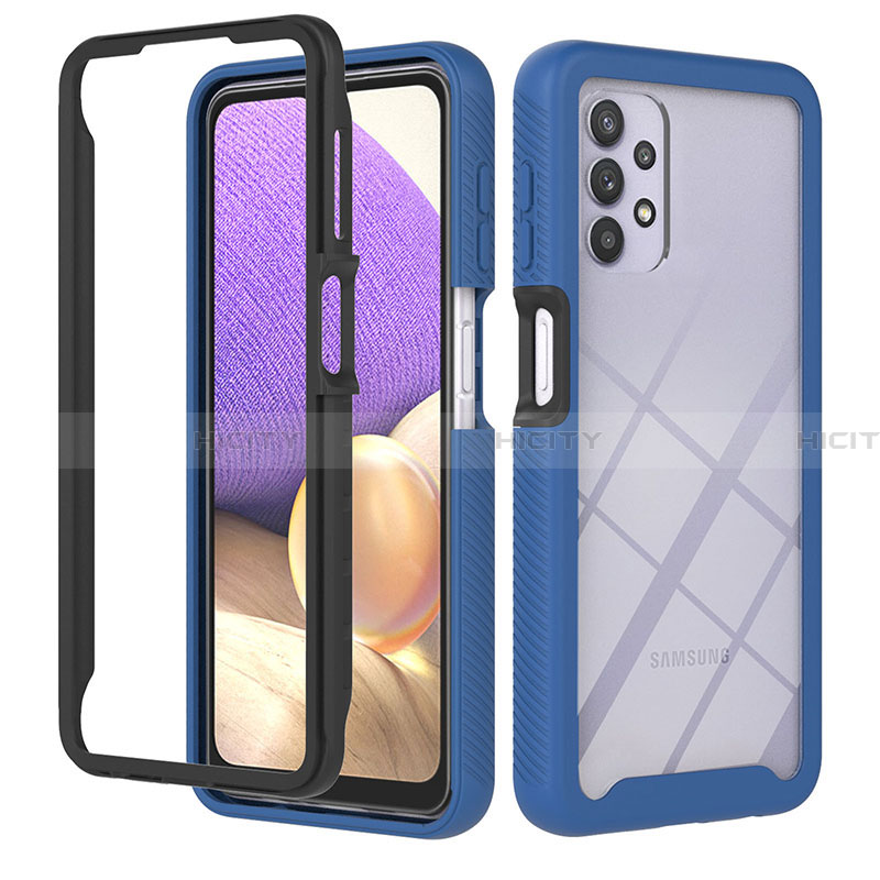 Carcasa Bumper Funda Silicona Transparente 360 Grados ZJ1 para Samsung Galaxy A32 5G Azul