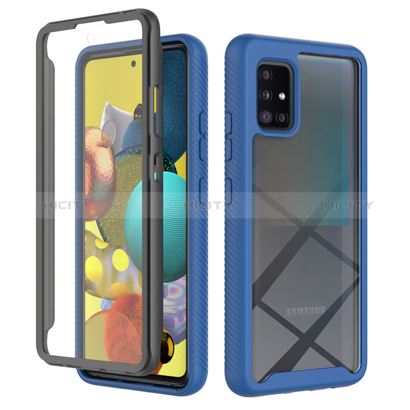 Carcasa Bumper Funda Silicona Transparente 360 Grados ZJ1 para Samsung Galaxy A51 5G Azul