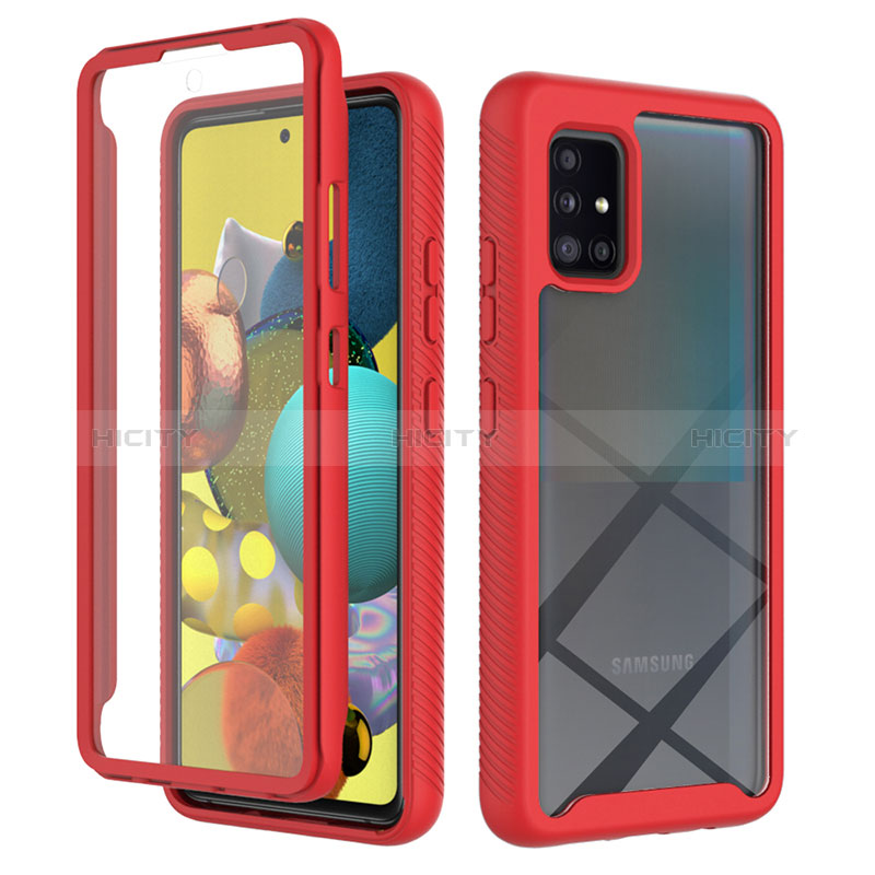 Carcasa Bumper Funda Silicona Transparente 360 Grados ZJ1 para Samsung Galaxy A51 5G Rojo