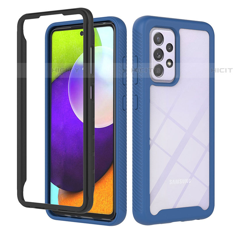 Carcasa Bumper Funda Silicona Transparente 360 Grados ZJ1 para Samsung Galaxy A52 4G Azul