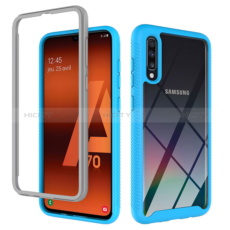 Carcasa Bumper Funda Silicona Transparente 360 Grados ZJ1 para Samsung Galaxy A70 Azul Cielo