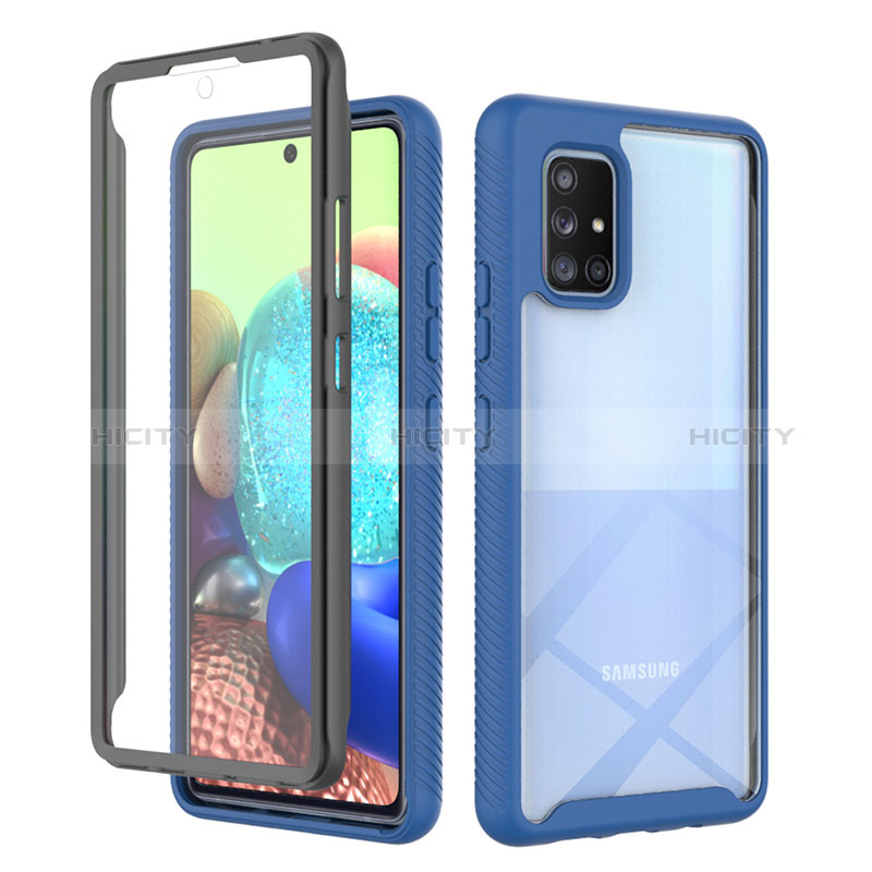 Carcasa Bumper Funda Silicona Transparente 360 Grados ZJ1 para Samsung Galaxy A71 5G Azul