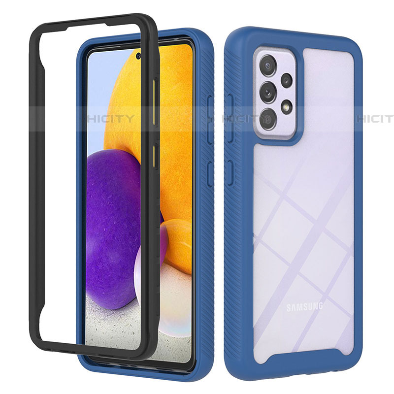 Carcasa Bumper Funda Silicona Transparente 360 Grados ZJ1 para Samsung Galaxy A72 4G Azul