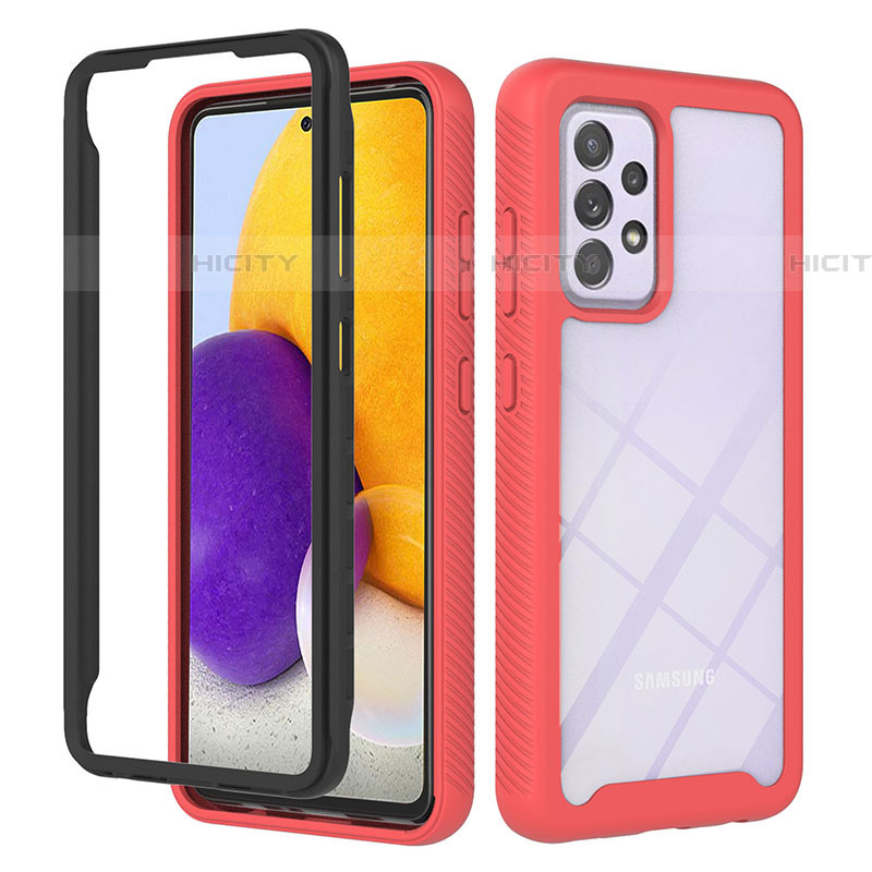 Carcasa Bumper Funda Silicona Transparente 360 Grados ZJ1 para Samsung Galaxy A72 4G Rojo