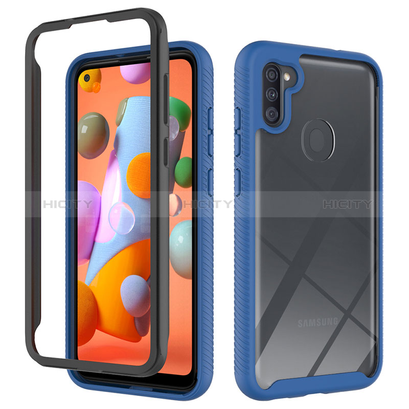 Carcasa Bumper Funda Silicona Transparente 360 Grados ZJ1 para Samsung Galaxy M11 Azul