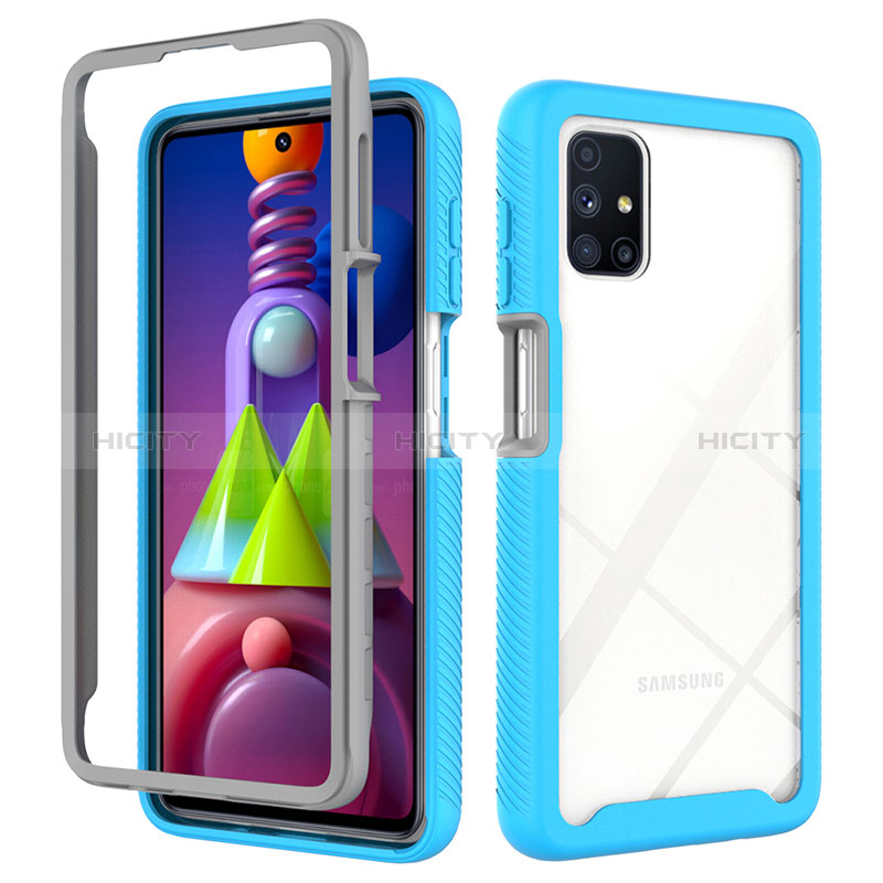 Carcasa Bumper Funda Silicona Transparente 360 Grados ZJ1 para Samsung Galaxy M51 Azul Cielo