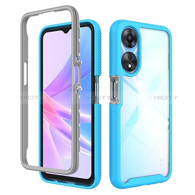 Carcasa Bumper Funda Silicona Transparente 360 Grados ZJ2 para Oppo A58 5G Azul Cielo