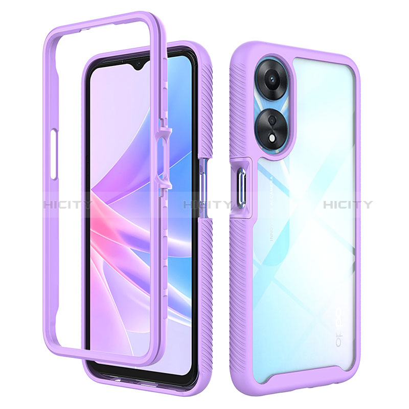 Carcasa Bumper Funda Silicona Transparente 360 Grados ZJ2 para Oppo A58 5G Purpura Claro