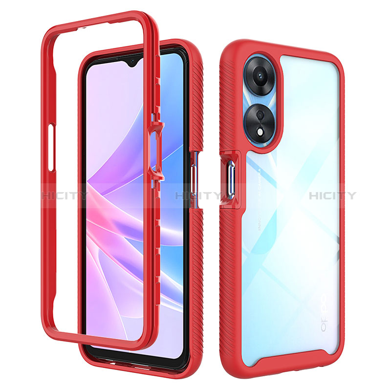 Carcasa Bumper Funda Silicona Transparente 360 Grados ZJ2 para Oppo A58 5G Rojo