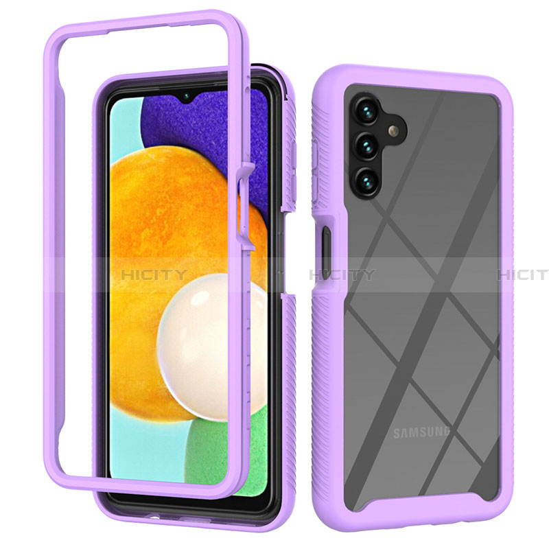 Carcasa Bumper Funda Silicona Transparente 360 Grados ZJ2 para Samsung Galaxy A13 5G Purpura Claro