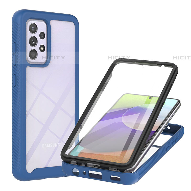 Carcasa Bumper Funda Silicona Transparente 360 Grados ZJ2 para Samsung Galaxy A52 4G Azul