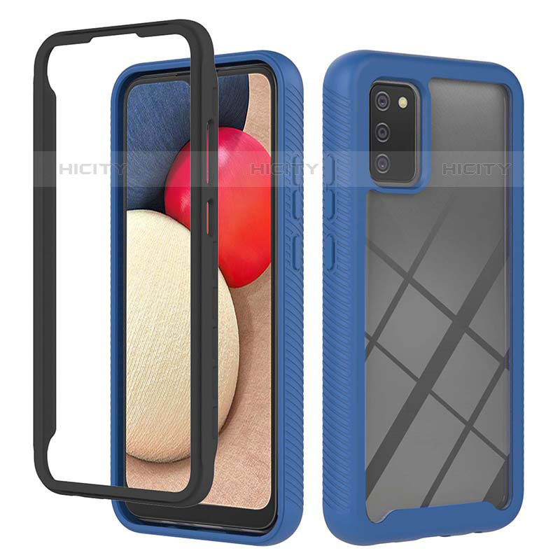 Carcasa Bumper Funda Silicona Transparente 360 Grados ZJ2 para Samsung Galaxy M02s Azul