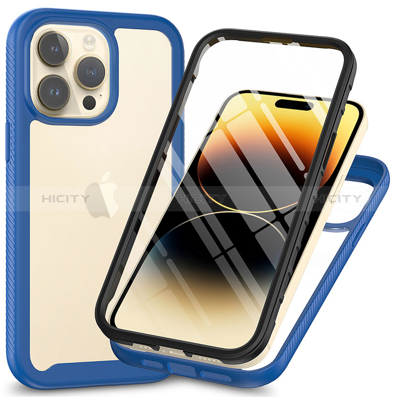 Carcasa Bumper Funda Silicona Transparente 360 Grados ZJ3 para Apple iPhone 15 Pro Max Azul