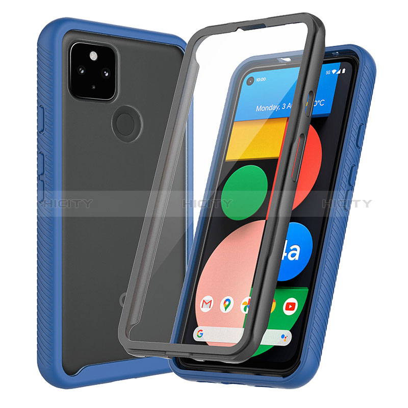 Carcasa Bumper Funda Silicona Transparente 360 Grados ZJ3 para Google Pixel 4a 5G Azul