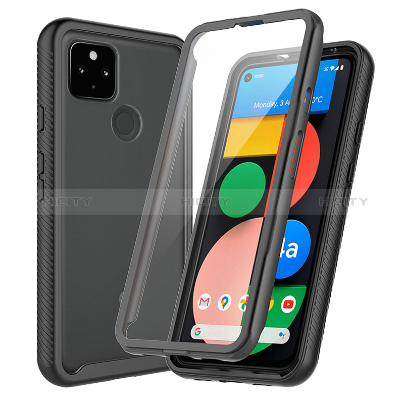 Carcasa Bumper Funda Silicona Transparente 360 Grados ZJ3 para Google Pixel 5a 5G Negro