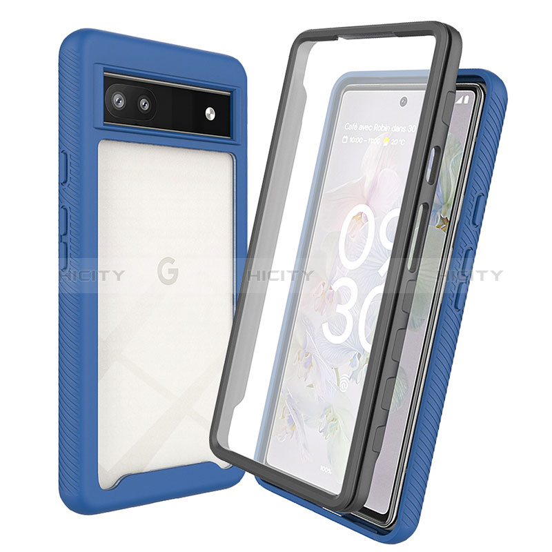 Carcasa Bumper Funda Silicona Transparente 360 Grados ZJ3 para Google Pixel 6a 5G Azul