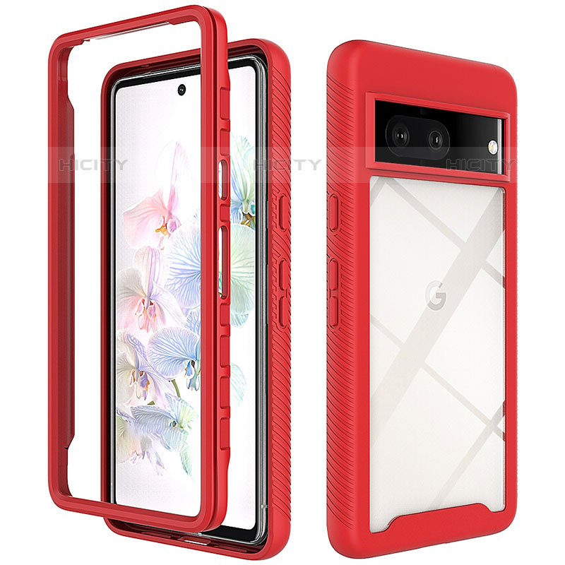 Carcasa Bumper Funda Silicona Transparente 360 Grados ZJ3 para Google Pixel 7 5G Rojo