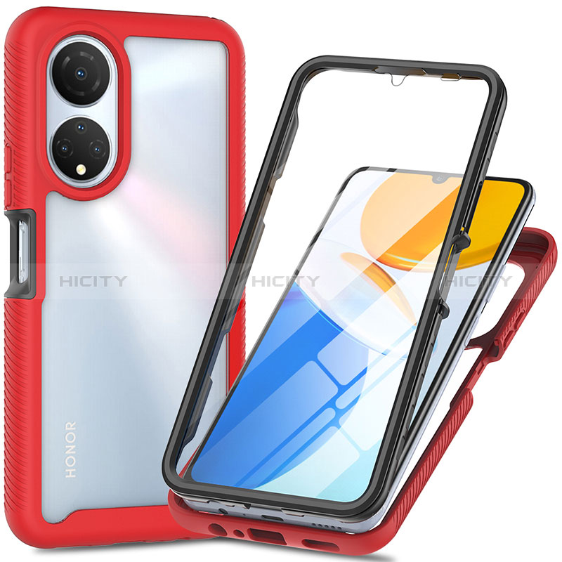 Carcasa Bumper Funda Silicona Transparente 360 Grados ZJ3 para Huawei Honor X7 Rojo