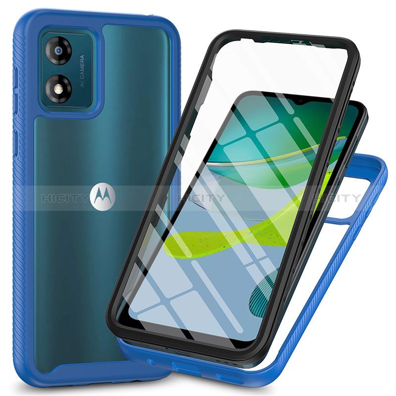 Carcasa Bumper Funda Silicona Transparente 360 Grados ZJ3 para Motorola Moto E13 Azul