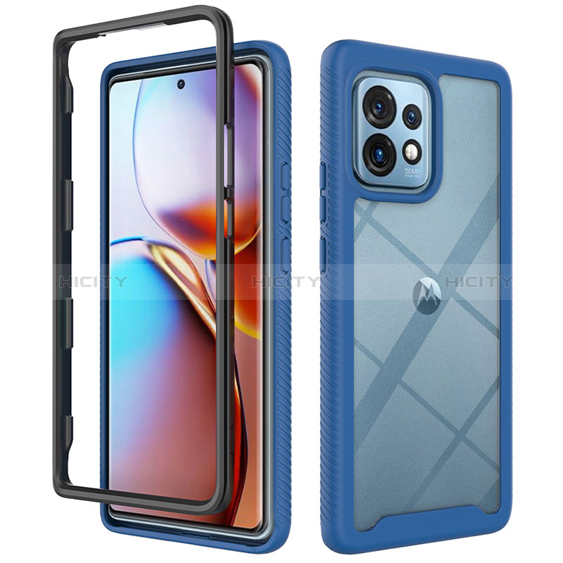 Carcasa Bumper Funda Silicona Transparente 360 Grados ZJ3 para Motorola Moto Edge 40 Pro 5G Azul