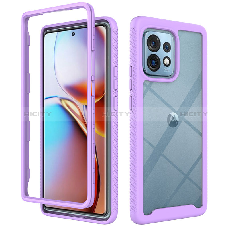 Carcasa Bumper Funda Silicona Transparente 360 Grados ZJ3 para Motorola Moto Edge 40 Pro 5G Morado