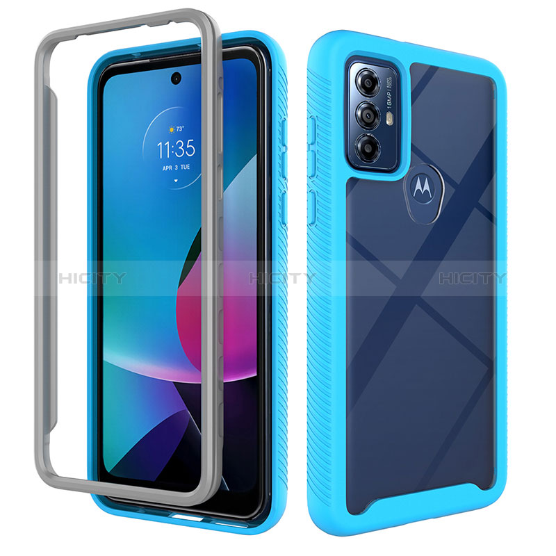 Carcasa Bumper Funda Silicona Transparente 360 Grados ZJ3 para Motorola Moto G Play (2023) Azul Cielo