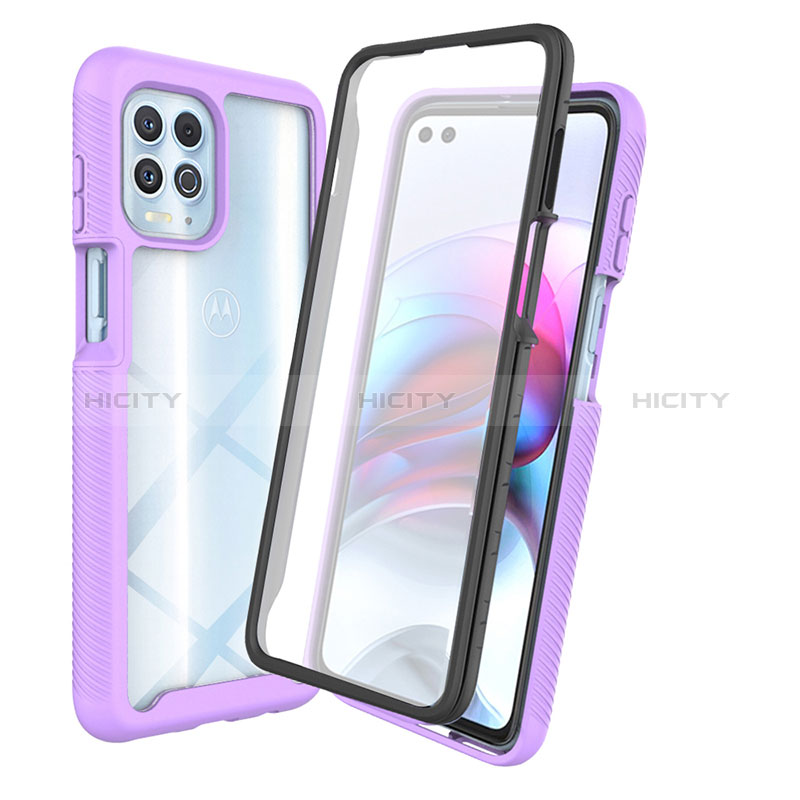 Carcasa Bumper Funda Silicona Transparente 360 Grados ZJ3 para Motorola Moto G100 5G Morado