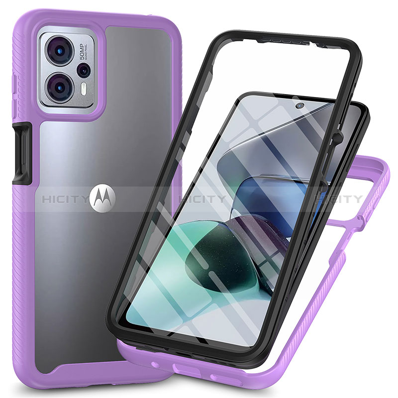 Carcasa Bumper Funda Silicona Transparente 360 Grados ZJ3 para Motorola Moto G13 Morado