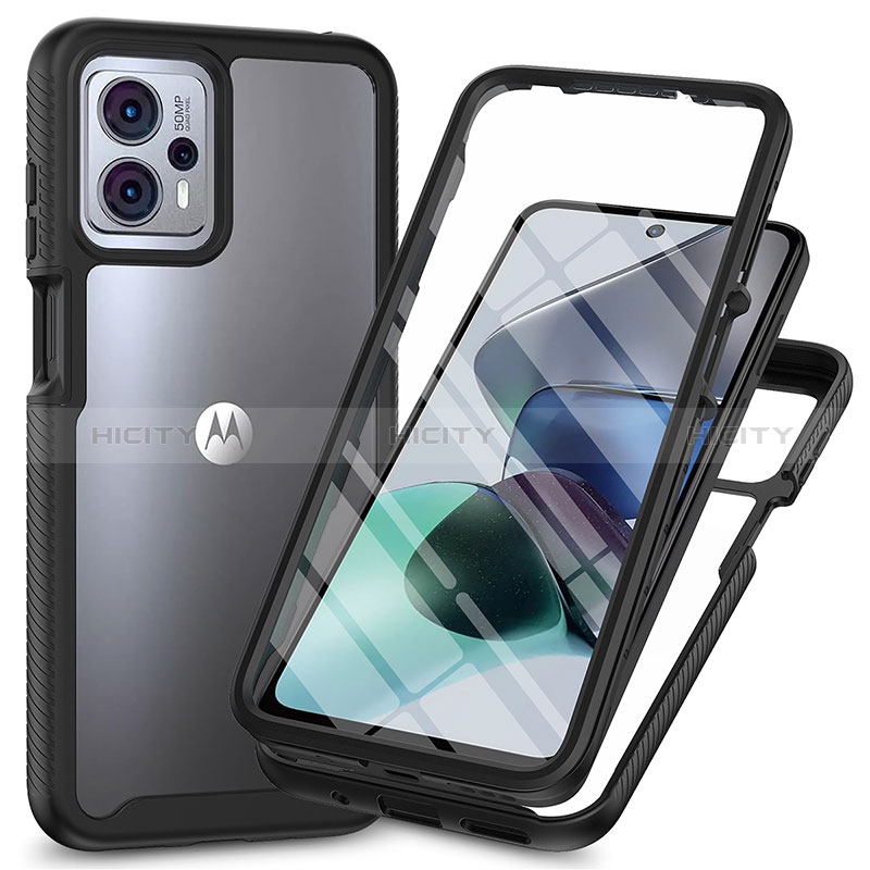 Carcasa Bumper Funda Silicona Transparente 360 Grados ZJ3 para Motorola Moto G13 Negro