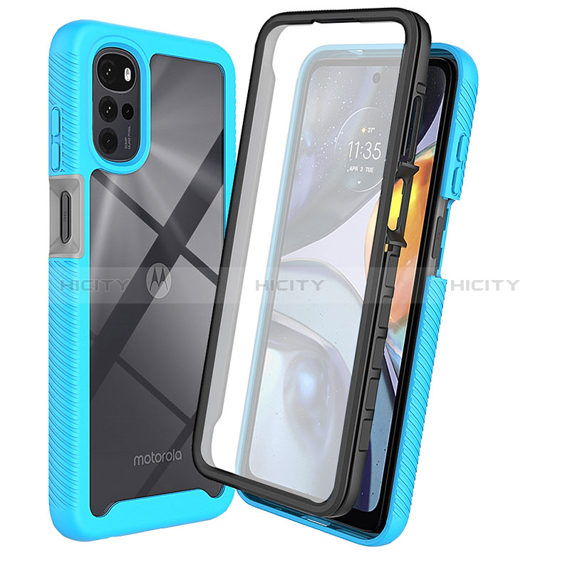 Carcasa Bumper Funda Silicona Transparente 360 Grados ZJ3 para Motorola Moto G22 Azul Cielo