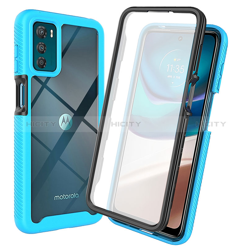 Carcasa Bumper Funda Silicona Transparente 360 Grados ZJ3 para Motorola Moto G42 Azul Cielo