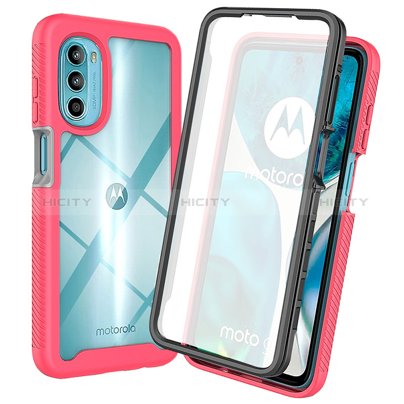 Carcasa Bumper Funda Silicona Transparente 360 Grados ZJ3 para Motorola MOTO G52 Rosa Roja