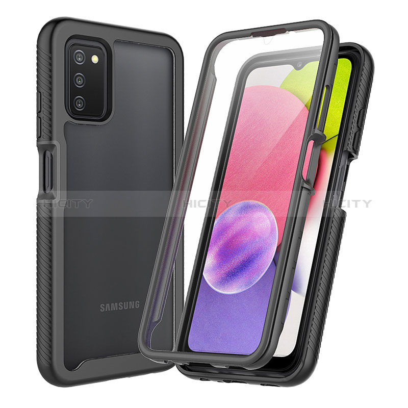 Carcasa Bumper Funda Silicona Transparente 360 Grados ZJ3 para Samsung Galaxy A02s Negro