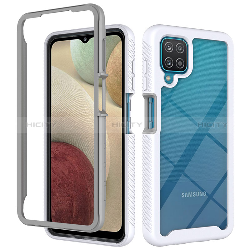 Carcasa Bumper Funda Silicona Transparente 360 Grados ZJ3 para Samsung Galaxy A12 Blanco