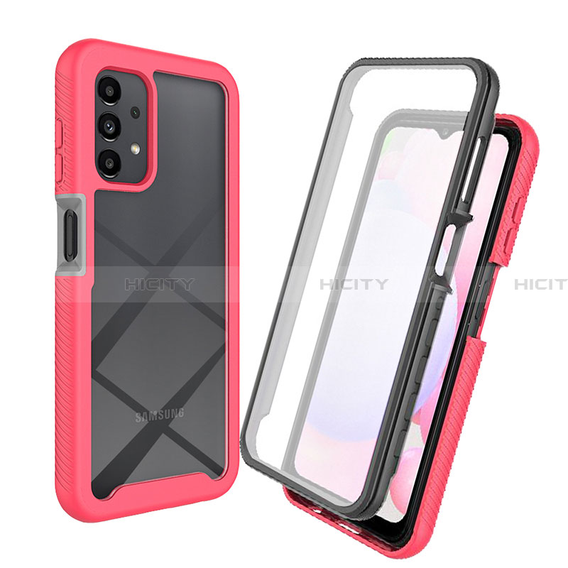 Carcasa Bumper Funda Silicona Transparente 360 Grados ZJ3 para Samsung Galaxy A13 4G Rosa Roja