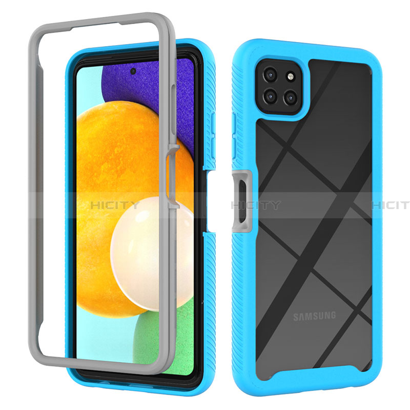 Carcasa Bumper Funda Silicona Transparente 360 Grados ZJ3 para Samsung Galaxy A22 5G Azul Cielo