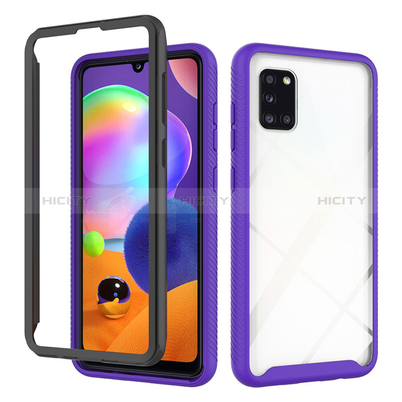 Carcasa Bumper Funda Silicona Transparente 360 Grados ZJ3 para Samsung Galaxy A31 Purpura Claro