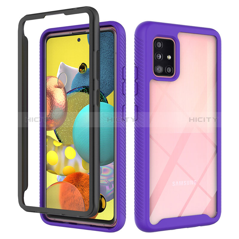 Carcasa Bumper Funda Silicona Transparente 360 Grados ZJ3 para Samsung Galaxy A51 5G Purpura Claro