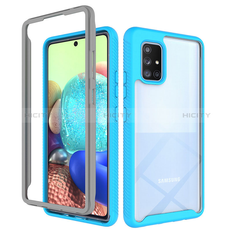 Carcasa Bumper Funda Silicona Transparente 360 Grados ZJ3 para Samsung Galaxy A71 4G A715 Azul Cielo